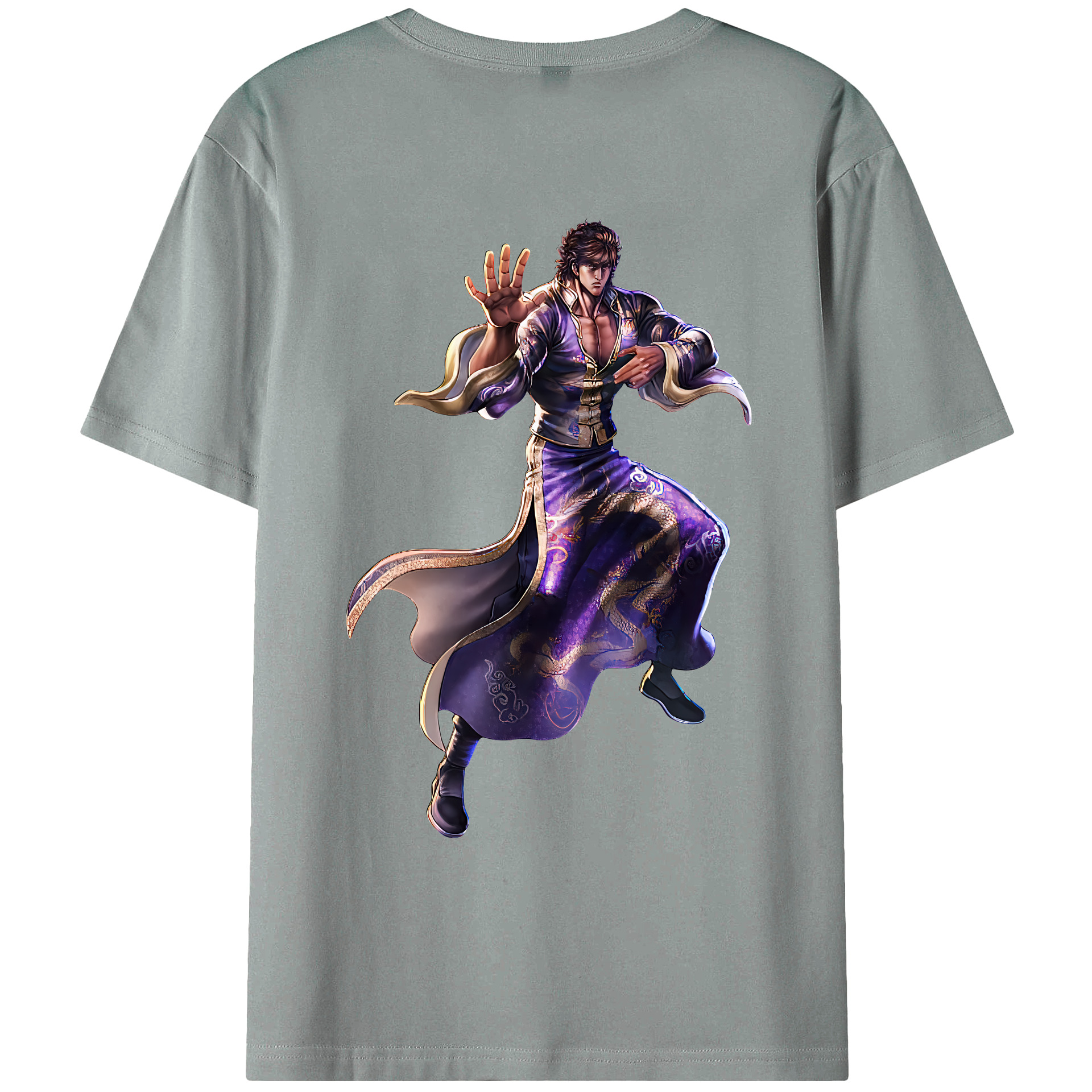 （画像用） 北斗の拳 Fist of the North Star 綿100％ メンズ半袖Tシャツ（バックプリント） 通気性